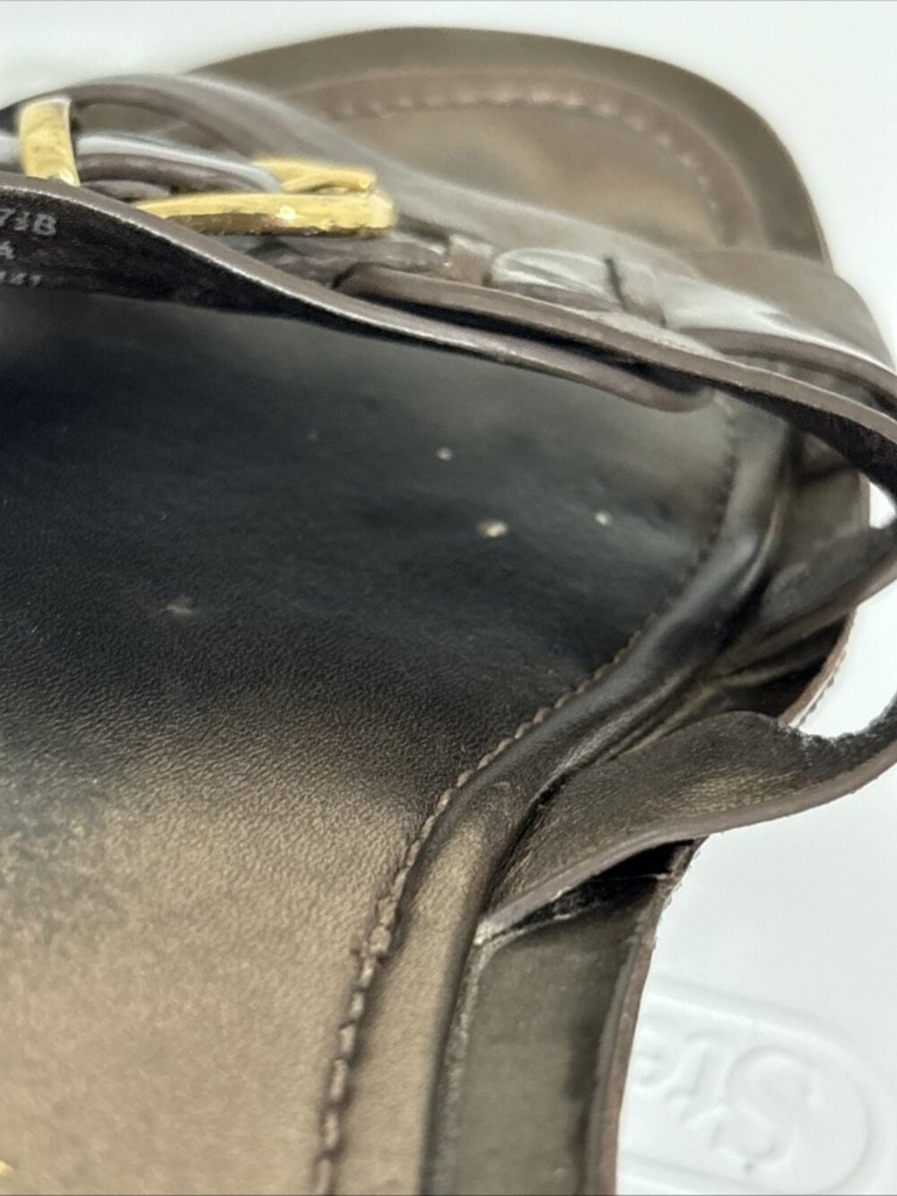 Cole Haan Brown Bronze Leather Slip On Buckle Sandals - Picture 13 of 15